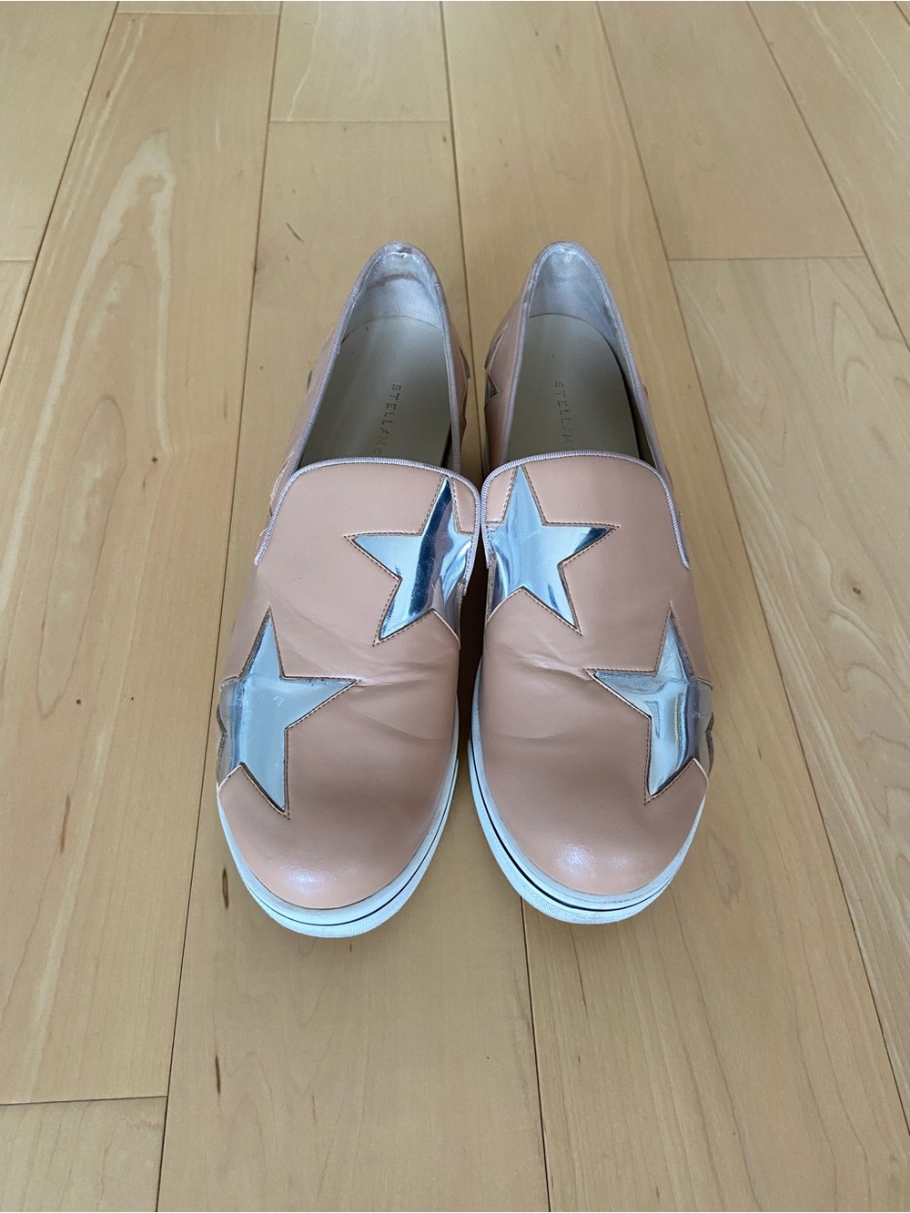 Stella McCartney Peach Slip-On Sneakers with Silver Stars
